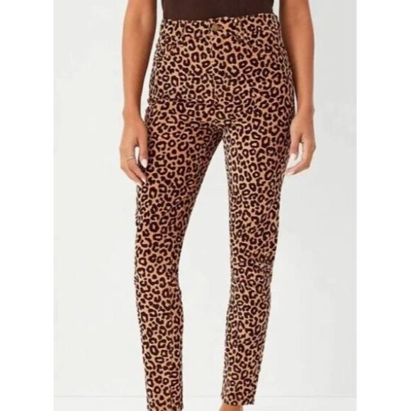 NEW! Ann Taylor Skinny High Rise Cheetah Animal Print Corduroy Pants Women's 4 - Picture 1 of 11